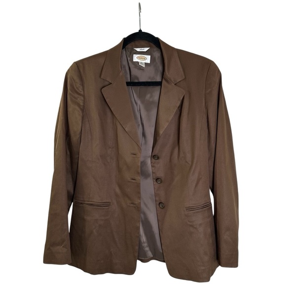 Talbots Women’s Sz6 Brown Stretch Silk Blend Blazer - Picture 2 of 6